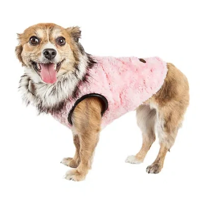 Pet Life Luxe 'pinkachew' Charming Designer Mink Fur Dog Coat Jacket
