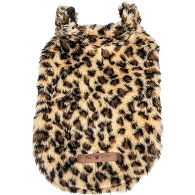 Pet Life Luxe 'poocheetah ' Ravishing Designer Spotted Cheetah Faux Fur Dog Coat Jacket In Brown/black