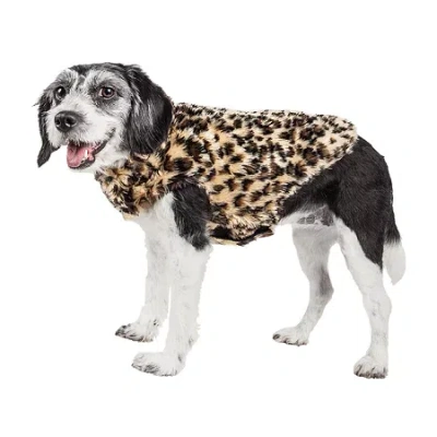 Pet Life Luxe 'poocheetah' Ravishing Designer Spotted Cheetah Patterned Faux Mink Fur Dog Coat In Brown