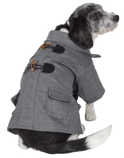 Pet Life 'military Static' Rivited Fashion Collared Wool Dog Jacket Coat In Neutral