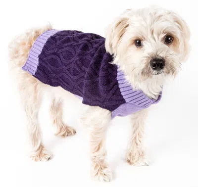 Pet Life Oval Weaved Heavy Knitted Fashion Designer Dog Sweater In Purple