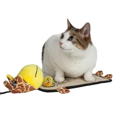 Pet Life Paw-pleasant Eco-natural Sisal And Jute Hanging Carpet Kitty Cat Scratcher With Toy In Yellow