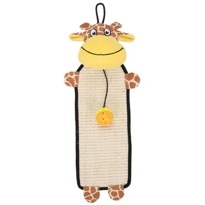 Pet Life 'paw-pleasant' Hanging Sisal & Jute Carpet Kitty Cat Scratcher With Toy In Multi