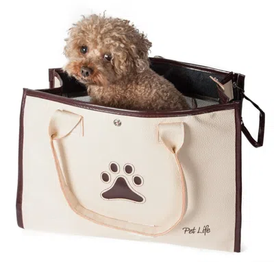 Pet Life 'posh Paw' Elegant Leatherette Designer Fashion Travel Pet Dog Carrier Tote In Multi