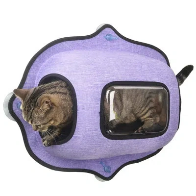 Pet Life 'purr-view' See-through Suction Cup Kitty Cat Lounger And Bed In Purple
