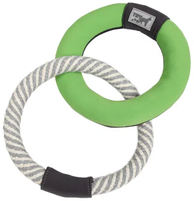 Pet Life 'ring Toss' Dual-connecting Jute Rope And Floating Ring Dog Toy In Green