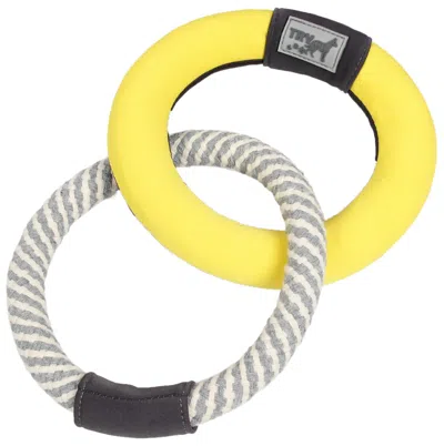 Pet Life 'ring Toss' Dual-connecting Jute Rope And Floating Ring Dog Toy In Multi