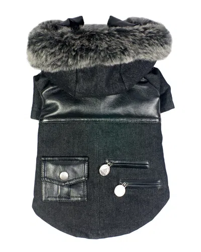 Pet Life Ruff Choppered Denim Fashioned Wool Pet C In Black