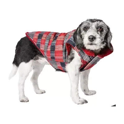 Pet Life 'scotty' Tartan Classical Plaided Insulated Dog Coat Jacket In Red