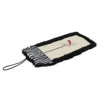 Pet Life 'scrape-away' Eco-natural Sisal And Jute Hanging Carpet Cat Scratcher With Toy In Black
