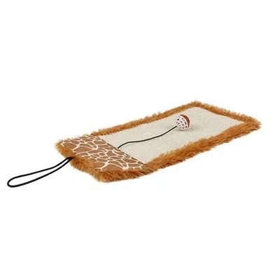 Pet Life 'scrape-away' Eco-natural Sisal And Jute Hanging Carpet Cat Scratcher With Toy In Brown