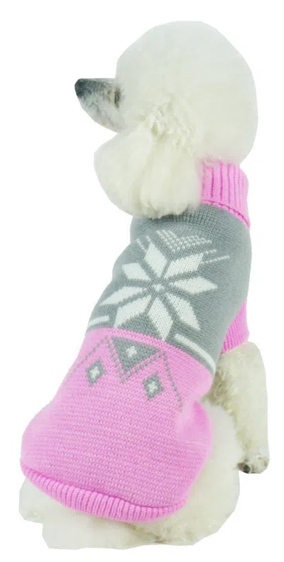 Pet Life Snow Flake Cable-knitted Ribbed Fashion Turtle Neck Dog Sweater In Multi