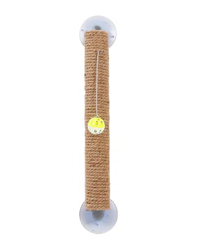 Pet Life Stick N Claw Sisal Rope And Toy Suction In Brown