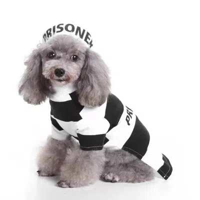 Pet Life Striped Retro Inmate Prisoner Pet Dog Costume Uniform In Gray