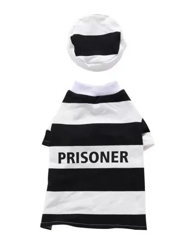 Pet Life Striped Retro Inmate Prisoner Pet Dog Costume Uniform In Black