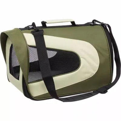 Pet Life The  Airline Approved Folding Zippered Sporty Mesh Pet Carrier In Green