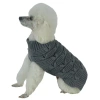 Pet Life The  Butterfly Stitched Heavy Cable Knitted Fashion Turtle Neck Dog Sweater In Gray