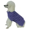 Pet Life The  Butterfly Stitched Heavy Cable Knitted Fashion Turtle Neck Dog Sweater In Purple