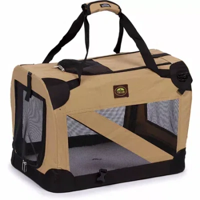 Pet Life The  Folding Zippered 360â° Vista View House Pet Crate In Sand