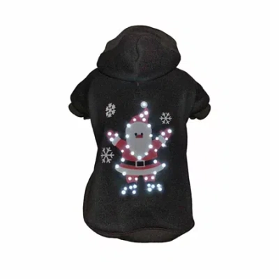 Pet Life The  Led Lighting Juggling Santa Hooded Sweater Pet Costume In Black