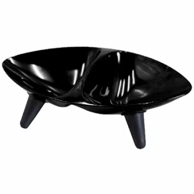 Pet Life The  Melamine Couture Sculpture Double Food And Water Dog Bowl In Black