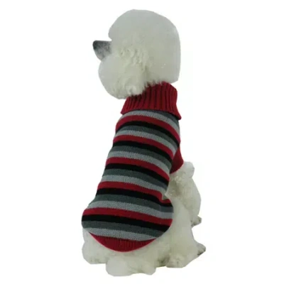 Pet Life The  Polo-casual Lounge Cable Knit Designer Turtle Neck Dog Sweater In Red