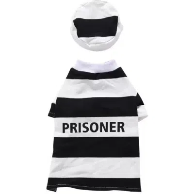 Pet Life Kids' The  Striped Retro Inmate Prisoner Pet Costume In Black/white