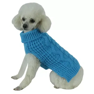 Pet Life The  Swivel-swirl Heavy Cable Knitted Fashion Designer Dog Sweater In Blue