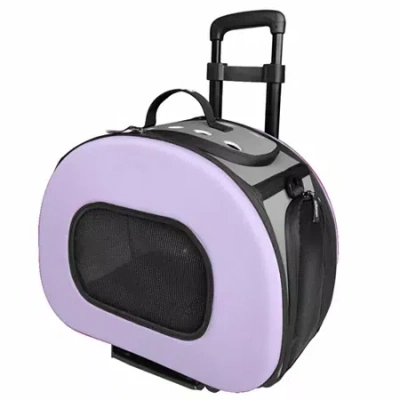 Pet Life The  Tough-shell Wheeled Collapsible Final Destination Pet Carrier In Purple