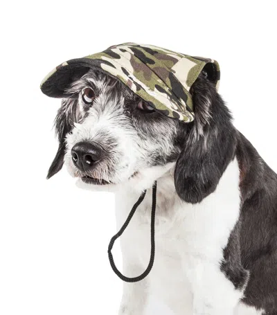 Pet Life 'torrential Downfour' Camouflage Uv Protectant Adjustable Fashion Dog Hat Cap In Green