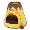 Pet Life Touchcat Molten Lava Designer Triangular Cat Pet Kitty Bed House With Toy In Yellow