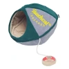 Pet Life Touchcat Saucer Oval Collapsible Walk-through Pet Cat Bed House With Playactive Toy In Multi