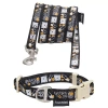 Pet Life Touchdog 'caliber' Designer Embroidered Fashion Pet Dog Leash And Collar Combination In Black