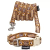 Pet Life Touchdog 'caliber' Designer Embroidered Fashion Pet Dog Leash And Collar Combination In Brown