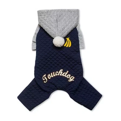 Pet Life Touchdog Fashion Designer Full Body Quilted Pet Dog Hooded Sweater In Blue