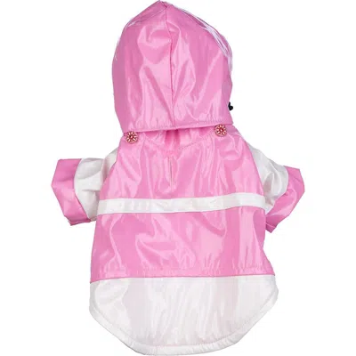 Pet Life 'two-tone' Waterproof Adjustable Dog Raincoat Jacket W/ Removable Hood In Multi
