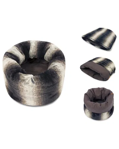 Pet P.l.a.y. P.l.a.y. Pet Lifestyle And You Fluffy Convertible Dog Snuggle Bed In Black