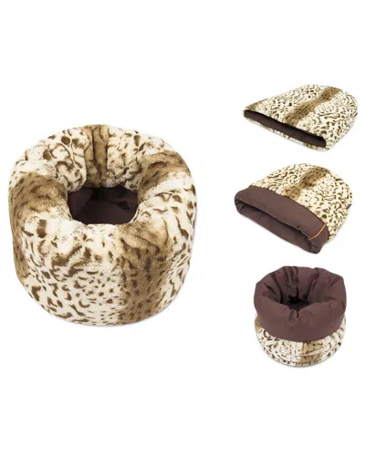 Pet P.l.a.y. P.l.a.y. Pet Lifestyle And You Fluffy Convertible Dog Snuggle Bed In Brown