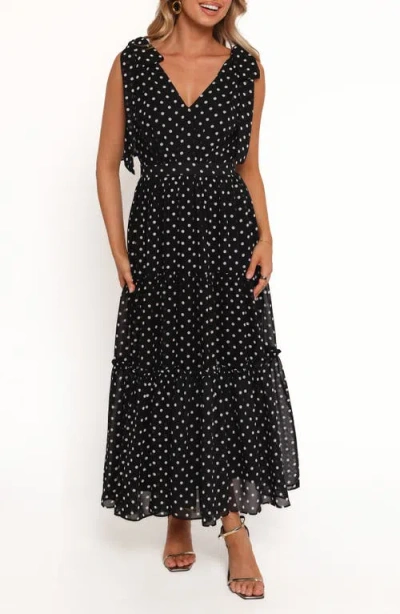 Petal And Pup Petal & Pup Ada Polka Dot Sleeveless Maxi Dress In Black