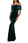 Petal And Pup Petal & Pup Adair Off The Shoulder Mermaid Gown In Green