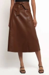 Petal And Pup Petal & Pup Adaline Faux Leather Midi Skirt In Brown