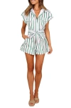 Petal And Pup Petal & Pup Addie Stripe Cotton Romper In White/green