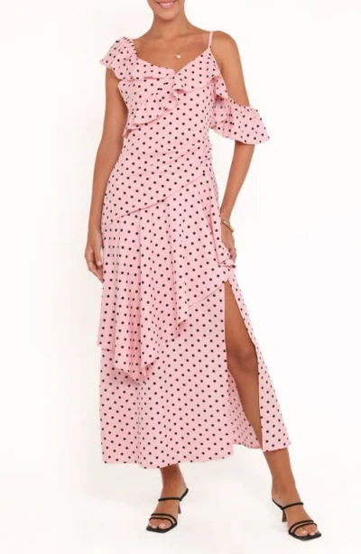 Petal And Pup Petal & Pup Adelina Polka Dot Asymmetric Cocktail Dress In Pink