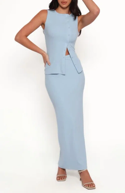 Petal And Pup Petal & Pup Adeline Buttoned Top & Maxi Skirt Set In Blue