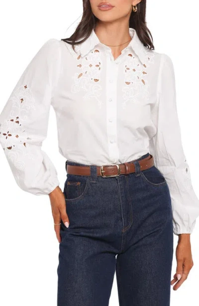 Petal And Pup Petal & Pup Aeloria Eyelet Button-up Shirt In White