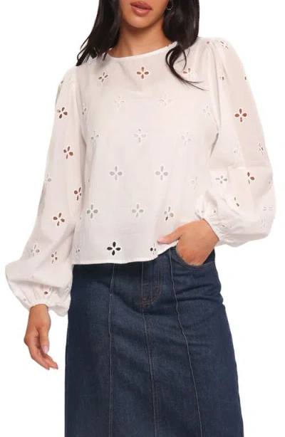 Petal And Pup Petal & Pup Aggie Embroidered Eyelet Balloon Sleeve Top In White