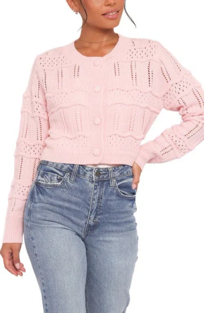 Petal And Pup Petal & Pup Aidy Pointelle Crop Cardigan In Pink