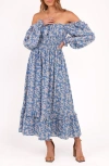 Petal And Pup Petal & Pup Aine Floral Long Sleeve Smocked Maxi Dress In Blue