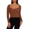 Petal And Pup Petal & Pup Akopo Sweetheart Neck Long Sleeve Top In Brown
