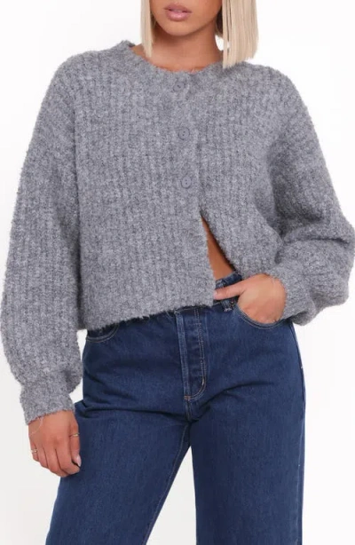 Petal And Pup Petal & Pup Albertine Bouclé Crop Cardigan In Gray